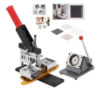 MYUYEE Machine À Boutons Carrés avec 100 Consommables, Machine À Aimants Photo 50 X 50 Mm avec Coupe-Coins Carrés pour Papier Et PVC, Machine À Fabriquer Soi-Même des Aiman
