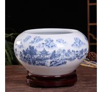 MYUYEE Pot de Fleurs créatif en Pot pour bonsaï avec Plateau récipient hydroponique en céramique Non poreux Grand Calibre pour jonquilles Lotus nénuphar,F-24 * 14cm