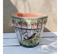 MYUYEE Pot de Fleurs en poterie Mexicaine Peint Mini Pots de Plantes succulentes Style jardinière Peint à la Main Multicolore pour intérieur et extérieur pour,Un