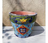 MYUYEE Pot de Fleurs Mandala avec Trou de Drainage 184 cm Fait à la Main mosaïque céramique bohème pour Petites Plantes (Bleu),Bleu