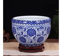 MYUYEE Pots de Fleurs en céramique Bol de nénuphar en Porcelaine Bleue et Blanche Bol à Poissons hydroponique Pot de Plantes jonquilles hydroponiques jardinières,A-26 * 18cm