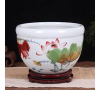 MYUYEE Pots de Fleurs en céramique Bol de nénuphar en Porcelaine Bleue et Blanche Bol à Poissons hydroponique Pot de Plantes jonquilles hydroponiques jardinières,D-26 * 18cm