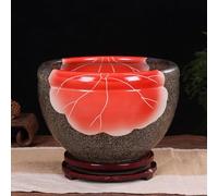 MYUYEE Pots de Fleurs en céramique Bol de nénuphar en Porcelaine Bleue et Blanche Bol à Poissons hydroponique Pot de Plantes jonquilles hydroponiques jardinières,E-32 * 22cm