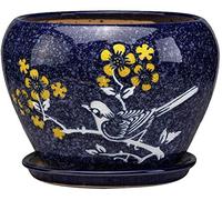 MYUYEE Pots de Fleurs en céramique très Grand Pot de Fleurs Salon personnalité Plantes Vertes Bassin avec Trou de Drainage Pots de bonsaï Support de Cactus,C-25x17,9cm