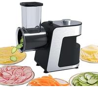 MYUYEE Râpe électrique à fromage et légumes - Trancheuse multifonction pour fruits et légumes avec 5 cônes interchangeables, parfaite pour la fabrication de salades et la préparation des aliments