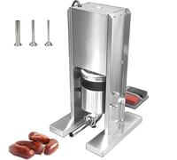 MYUYEE Remplissage de saucisses en acier inoxydable 3L avec 3 buses et double pédale, design amovible pour remplissage de viande domestique et commerciale, idéal pour la fabrication de saucisses