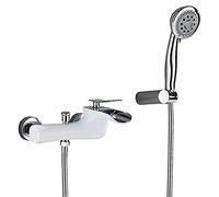 MYUYEE Robinet Mural Cascade avec Pommeau De Douche, Mitigeur De Baignoire À Bec Cascade, Robinet De Douche/Eau Chaude/Froide pour Lavabo, Ensemble De Douche pour Sall