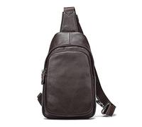 MYUYEE Sac de Poitrine pour Homme Sac à bandoulière en Cuir véritable Sac de Sport Fonctionnel pour Homme,P70-café