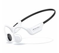 MYVIBE is Powerful Casque à Conduction Osseuse Sport Bluetooth - Écouteurs Oreilles Libres IPX5 Étanche, 9H Autonomie, Ultra Léger 28g - Idéal Running, Randonnée, Fitness & Urbain (Blanc)