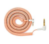 MyVolts Candycord Câble audio Mini jack coudé vers grand jack coudé, bouclé 100 cm à 200 cm, couleur pêche coucher de soleil