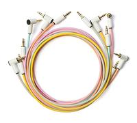 MyVolts Candycord Lot de 6 câbles audio mini jack droit vers mini jack coudé, 70 cm, couleurs coucher de soleil, pêche, guimauve, violet jellybean violet, gris poudré, vert menthe, jaune ananas