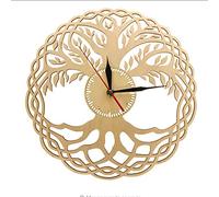 myvovo)Horloge Murale Moderne géométrie sacrée Chef-d'œuvre Rustique en Bois Arbre de Vie Horloge Murale Infinity Tree décor à la Maison Zen
