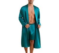 MYVVKIA Peignoirs à Manches Longues en Satin de Soie pour Hommes avec Short Ensemble de 2 Peignoirs Kimono Luxueux et légers