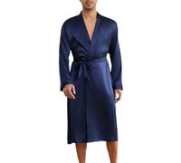 MYVVKIA Peignoirs à Manches Longues en Satin de Soie pour Hommes avec Short Ensemble de 2 Peignoirs Kimono Luxueux et légers