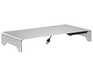 mywall HT46L Support de Moniteur en Aluminium avec Coussinets en Silicone antidérapants, rehausseur de Moniteur avec 4 Ports USB 2.0, Support d'écran pour écrans et Ordinateurs Portables de 11 à 32