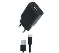 Pack Chargeur Secteur 12W avec USB-A Micro-USB Charge Rapide Noir