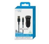 MYWAY Pack Chargeur Voiture 2A + Câble Lightning MFi 1 m - Noir