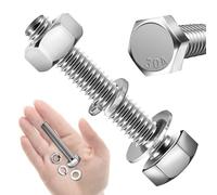 Mywish (10 ensembles) Assortiment de vis à tête hexagonale 1/4-20 x 1-3/4 avec rondelles plates et de verrouillage, en acier inoxydable 304 18-8, entièrement fileté, assortiment de boulons métriques 1