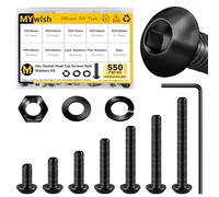 Mywish Assortiment de 550 vis M3, boulons à tête hexagonale en alliage d'acier 10,9, assortiment de boulons d'imprimante 3D, rondelles plates et à ressort/écrous/clés hexagonales M3 x 8/10/12/16/20/25