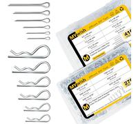 Mywish Assortiment de 620 goupilles fendues en acier zingué assorties, épingles fendues et clips en R, 12 tailles et 2 types de goupilles fendues pour systèmes de verrouillage de goupille d'attelage