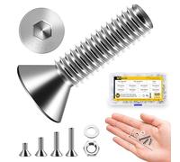 Mywish Assortiment de 645 vis métriques M3, tête plate, tête fraisée, vis assorties, écrous et boulons, vis hexagonales Allen en acier inoxydable