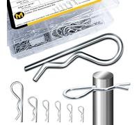 Mywish Kit de quincaillerie de 270 pièces, assortiment de goupilles d'attelage de 6 tailles, clips R de verrouillage, acier zingué, ensemble de goupilles fendues