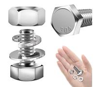 Mywish Lot de 10 vis à tête hexagonale 3/8-16 x 3/4 avec rondelles plates et de verrouillage, en acier inoxydable 304 18-8, entièrement fileté, assortiment de boulons métriques 5/16