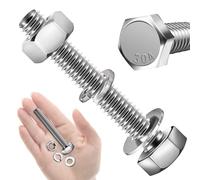 Mywish Lot de 10 vis à tête hexagonale 5/16-18 x 2 avec rondelles plates et de verrouillage, en acier inoxydable 304 18-8, entièrement fileté, assortiment de boulons métriques 5/16