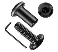 Mywish Lot de 10 vis et écrous à tête plate 1/4-20 x 1,9 cm en acier inoxydable 304 noir oxydé entièrement fileté 6,35 mm écrous et boulons de meubles avec clé hexagonale