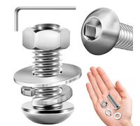 Mywish Lot de 20 boulons et écrous à tête cylindrique 3/8-16 x 1 bouton en acier inoxydable 304, entraînement hexagonal Allen, assortiment de boulons métriques