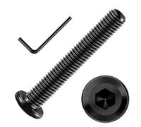 Mywish Lot de 20 vis à tête plate hexagonale M5 x 35 mm en acier inoxydable 304 pour meubles, filetage complet et clé hexagonale, zinc noir