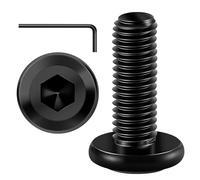 Mywish Lot de 20 vis à tête plate hexagonale M6 x 20 mm, boulons de meubles en acier inoxydable 304, filetage complet, oxyde noir et clé hexagonale