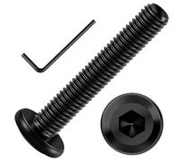 Mywish Lot de 20 vis à tête plate hexagonale M6 x 40 mm en acier inoxydable 304 pour meubles, filetage complet, oxyde noir et clé hexagonale