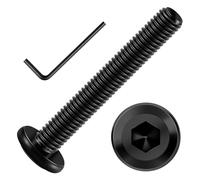 Mywish Lot de 20 vis à tête plate hexagonale M6 x 45 mm en acier inoxydable 304 pour meubles, filetage complet, oxyde noir et clé hexagonale