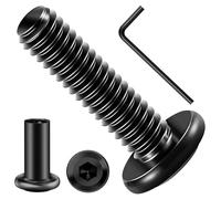 Mywish Lot de 20 vis et écrous à tête plate 1/4-20 x 1 en acier inoxydable 304 oxydé noir entièrement fileté 1/4 pour meubles avec clé hexagonale