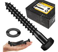 Mywish Lot de 25 boulons tire-fond de 1,27 cm x 7,6 cm, en acier inoxydable 304 de 1,27 cm pour bois, tête hexagonale robuste avec rondelles plates, noir oxydé