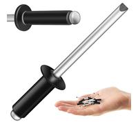 Mywish Lot de 250 rivets aveugles noirs de 0,9 cm x 1,27 cm, poignée en aluminium 3/16 et rivets aveugles mandrin en acier, rivets à extrémité ouverte 3/16 pour métal