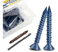 Mywish Lot de 30 vis à béton 3/16 x 1-1/4 d'ancrage de maçonnerie avec foret, tête plate cruciforme, ciment autotaraudeuse pour ancrage à la maçonnerie, béton, brique, stuc