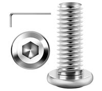 Mywish Lot de 30 vis à tête plate hexagonale M8 x 20 mm, boulon M8 x 1,25, vis de meubles en acier inoxydable 304, filetage complet, finition brillante et clé hexagonale