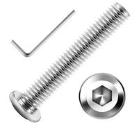 Mywish Lot de 30 vis à tête plate hexagonale M8 x 45 mm, boulon M8 x 1,25, vis de meubles en acier inoxydable 304, filetage complet, finition brillante et clé hexagonale