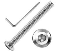 Mywish Lot de 30 vis à tête plate hexagonale M8 x 65 mm en acier inoxydable 304 pour meubles, filetage complet et clé hexagonale Argenté