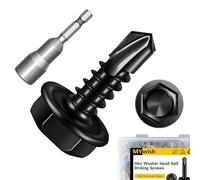 Mywish Lot de 400 vis autoperceuses à tête hexagonale en acier inoxydable 410 #8 x 1,27 cm pour métal, vis autotaraudeuses à tôle Tek à taraudage rapide