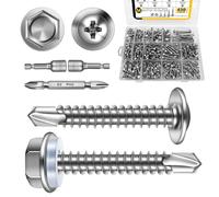 Mywish Lot de 430 vis autotaraudeuses pour métal, vis autotaraudeuses en acier inoxydable #8#10, tête bombée à tête hexagonale, kit d'assortiment de vis à tôle, vis auto-perceuses haute résistance