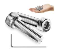 Mywish Lot de 50 boulons M5, vis à tête bombée M5 x 20 mm, vis hexagonales à six pans creux en acier inoxydable 304, finition brillante avec écrous, rondelles et clé hexagonale