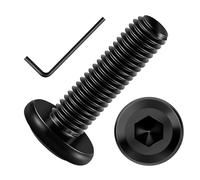 Mywish Lot de 50 vis à tête plate hexagonale M6 x 25 mm en acier inoxydable 304 pour meubles, filetage complet, oxyde noir et clé hexagonale