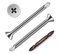 Mywish Tek Lot de 150 vis autotaraudeuses à tête plate Phillips pour métal, plastique, bois - taraudeuse rapide - acier inoxydable 410 - #8 x 2