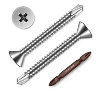 Mywish Tek Lot de 200 vis autotaraudeuses à tête plate en acier inoxydable #8 x 3,8 cm