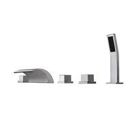 MYXJGNAIY Pommeau de Douche Classique Effet Cascade pour Baignoire avec douchette en Laiton, Robinet de Baignoire à entraxe Large, Montage sur Plage, 5 Trous, 3 poignées, chromé, pour Salle de Bain.