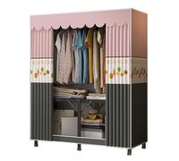 MYXJX Armoire, armoire en tissu, porte-manteau pliable avec tringles à vêtements, armoires en tissu pour chambre simple, rangement en toile, gris rose (100 x 45 x 168 cm)