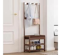 MYXJX Banc à Chaussures, avec Banc à Chaussures et Crochets, Meuble d'entrée Industriel avec étagère à Chaussures à 2 Niveaux, Assemblage Facile, for Couloir d'entrée((70 x 27 x 158cm))